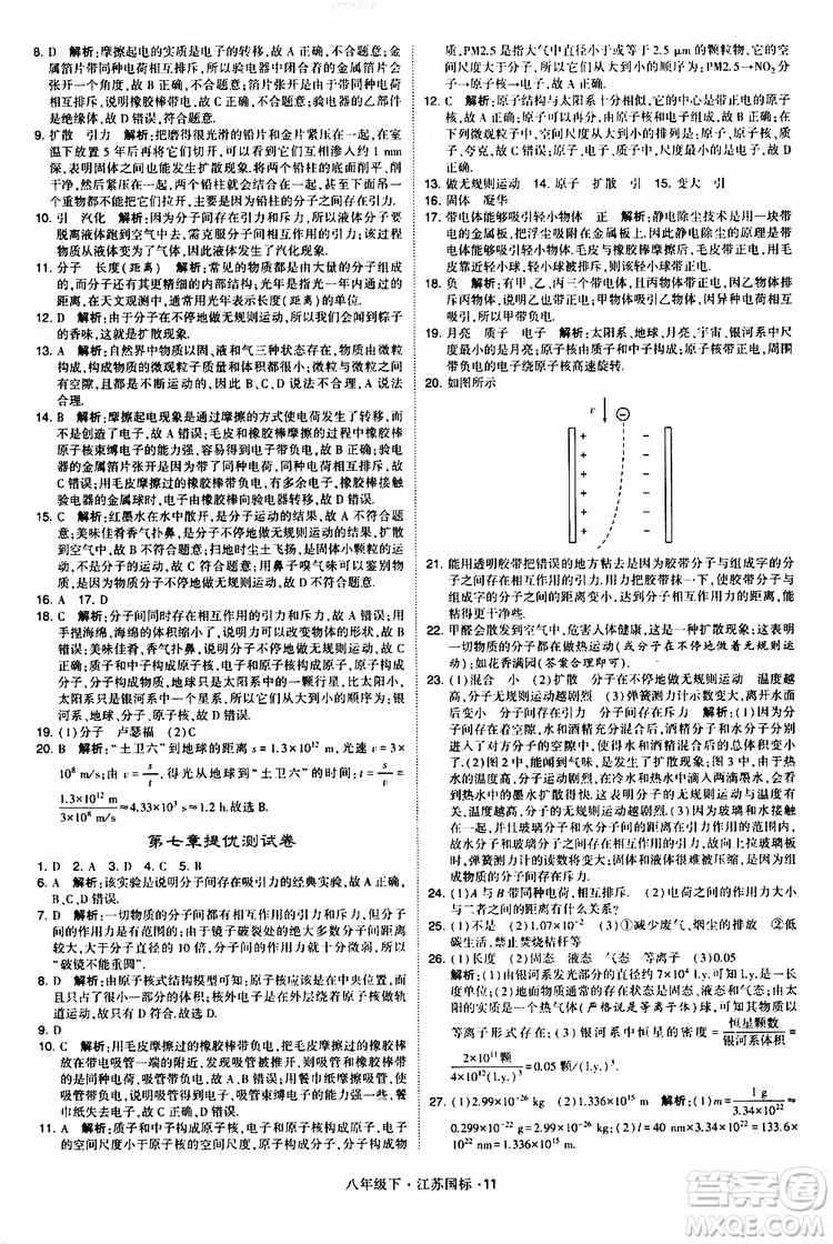 經(jīng)綸學(xué)典2019版學(xué)霸題中題物理八年級下冊江蘇國標(biāo)第三次修訂參考答案