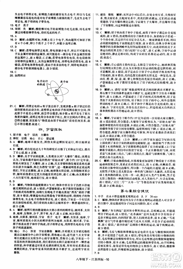 經(jīng)綸學(xué)典2019版學(xué)霸題中題物理八年級下冊江蘇國標(biāo)第三次修訂參考答案