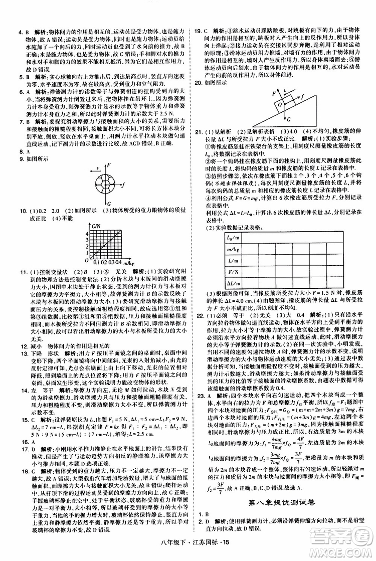 經(jīng)綸學(xué)典2019版學(xué)霸題中題物理八年級下冊江蘇國標(biāo)第三次修訂參考答案