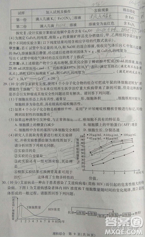 2019年3月陜西寶雞二模文綜理綜試題及參考答案