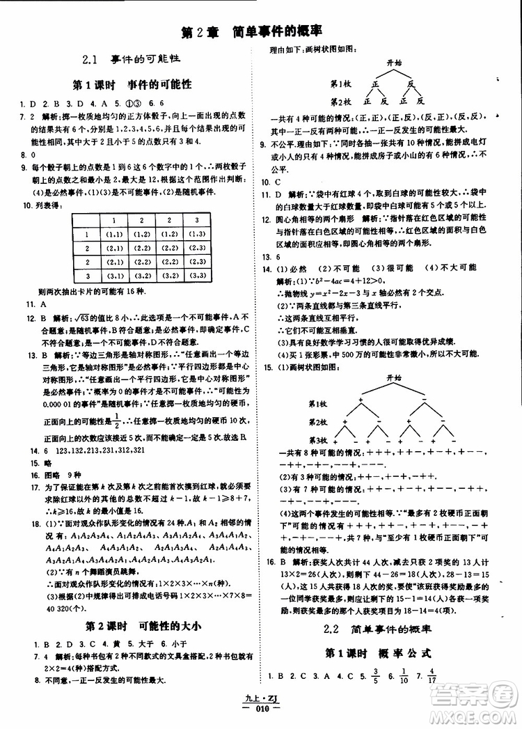 經(jīng)綸學(xué)典2019年學(xué)霸題中題九年級(jí)數(shù)學(xué)浙江專用參考答案