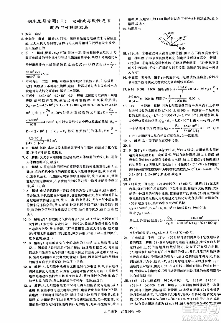 經(jīng)綸學(xué)典2019年學(xué)霸題中題物理九年級(jí)下冊(cè)江蘇國(guó)標(biāo)參考答案