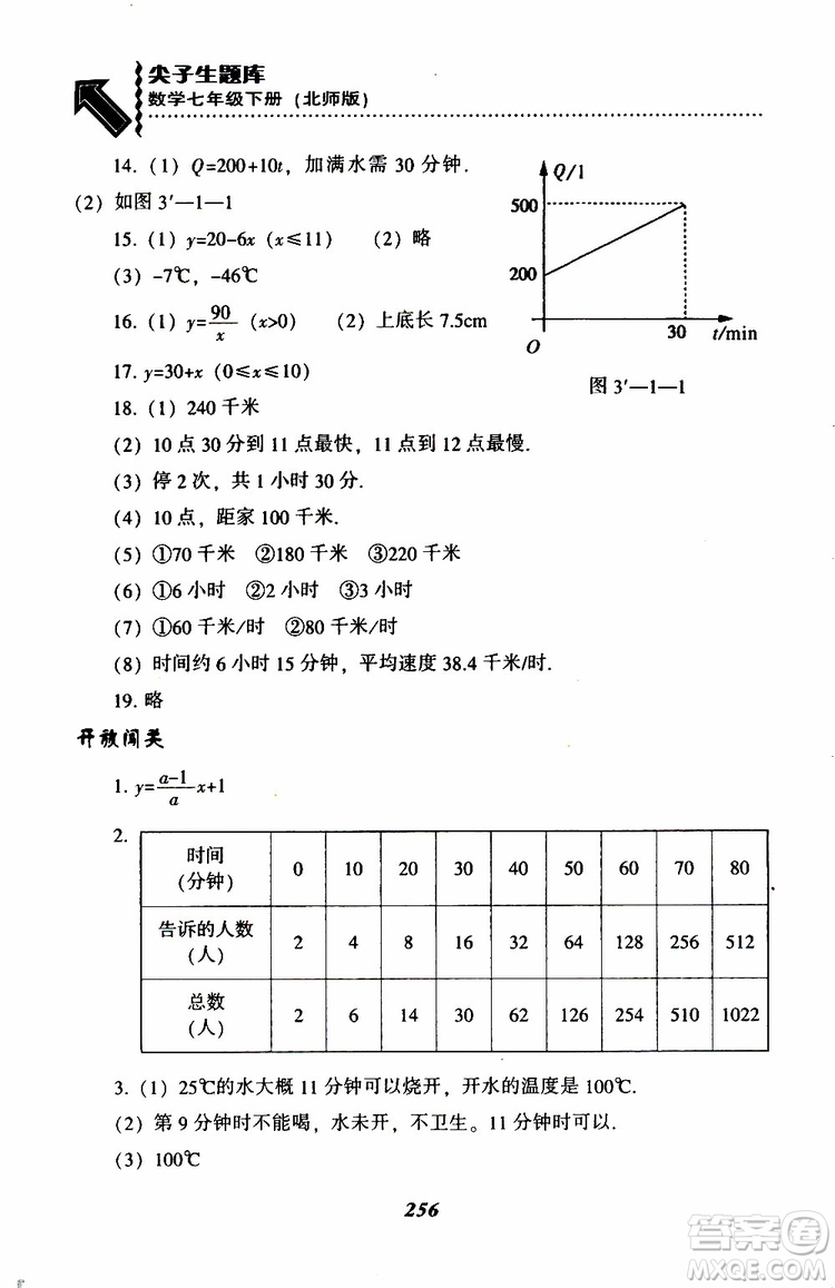 BS版北師版2019版尖子生題庫七年級下冊數(shù)學參考答案