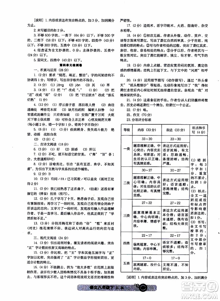 2019年尖子生課時(shí)作業(yè)新課堂八年級(jí)下語(yǔ)文人教版R版參考答案