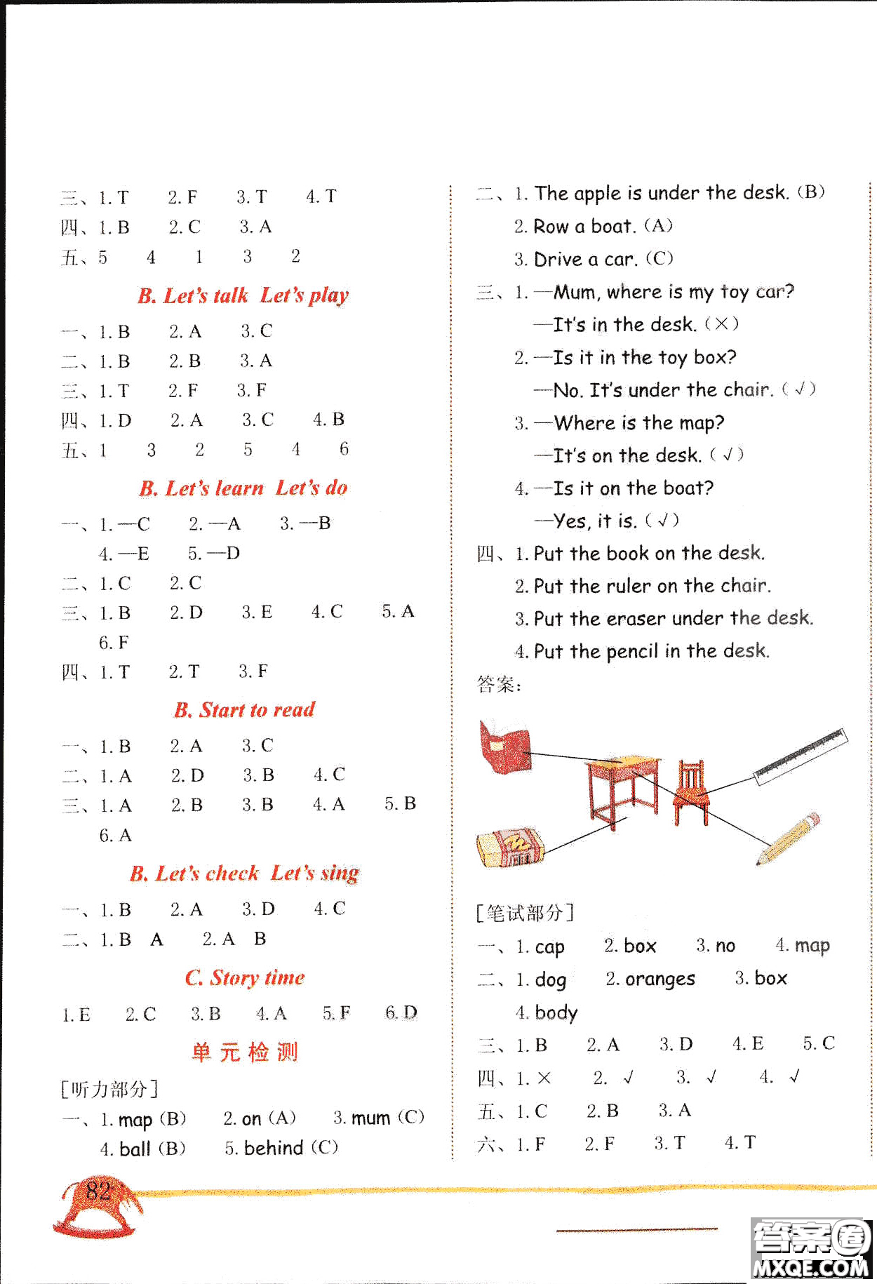 2019新版黃岡小狀元三年級下冊英語作業(yè)本RP人教版參考答案