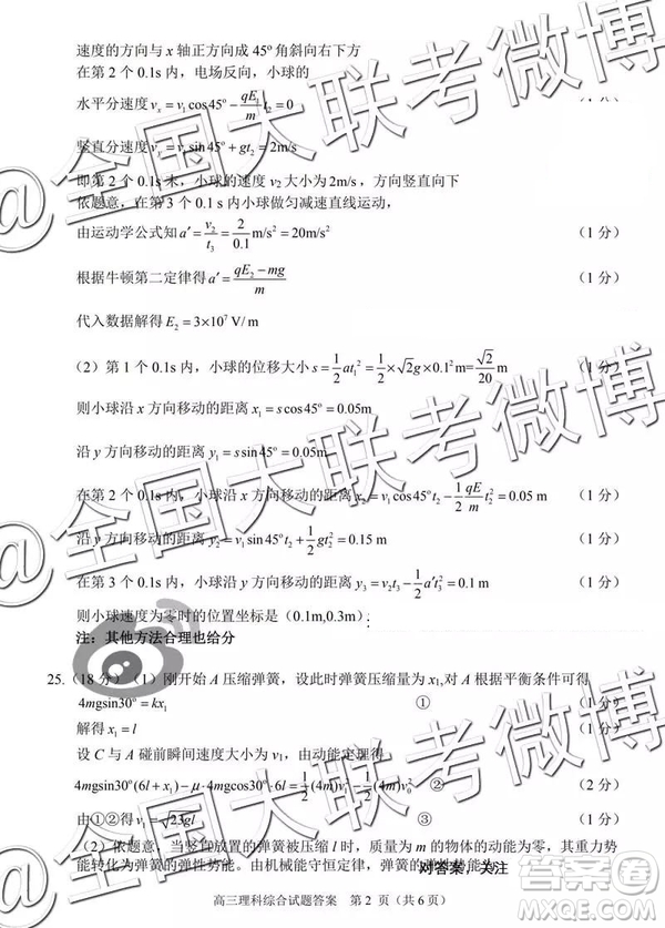 2019年合肥二模文綜理綜參考答案