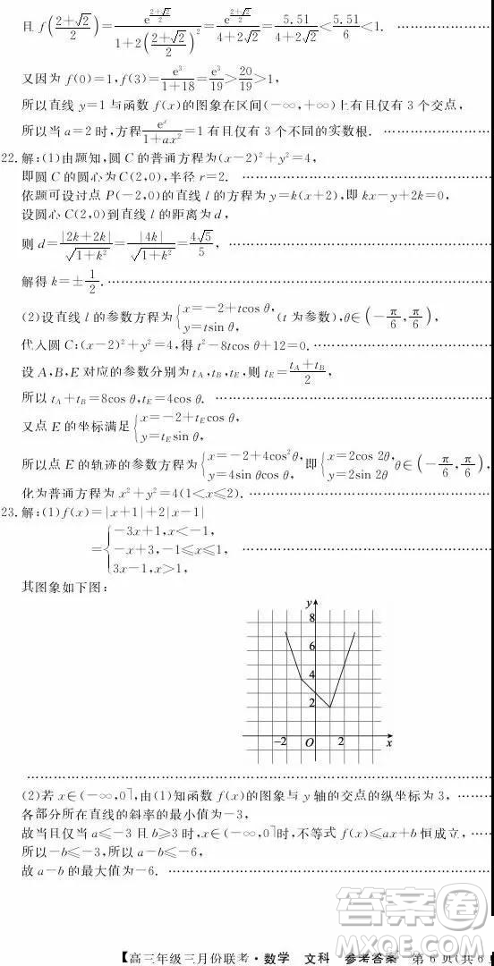 2019年毛坦廠中學(xué)高三3月聯(lián)考文科數(shù)學(xué)試題及答案