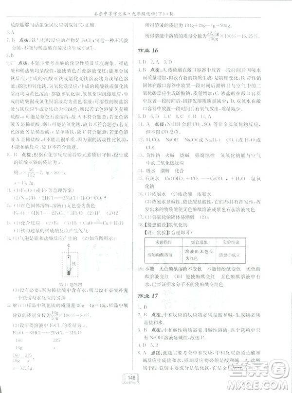 2019新版啟東中學(xué)作業(yè)本九年級化學(xué)下R人教版答案