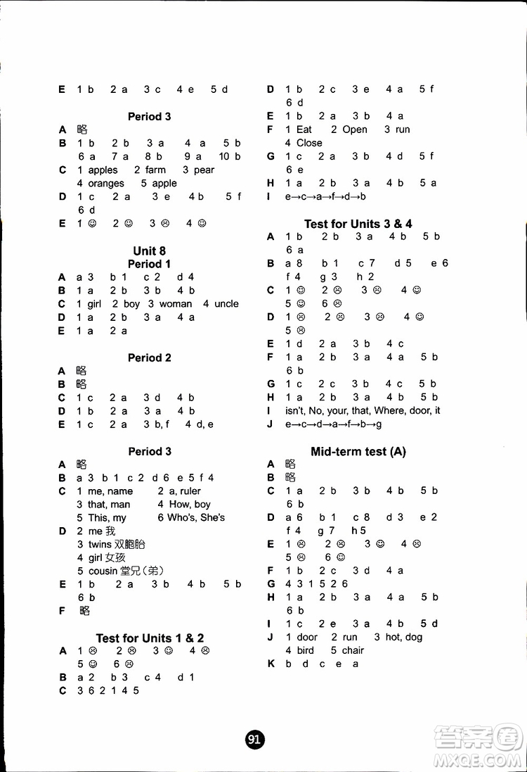 2019版小學(xué)英語課課練三年級下冊譯林版參考答案