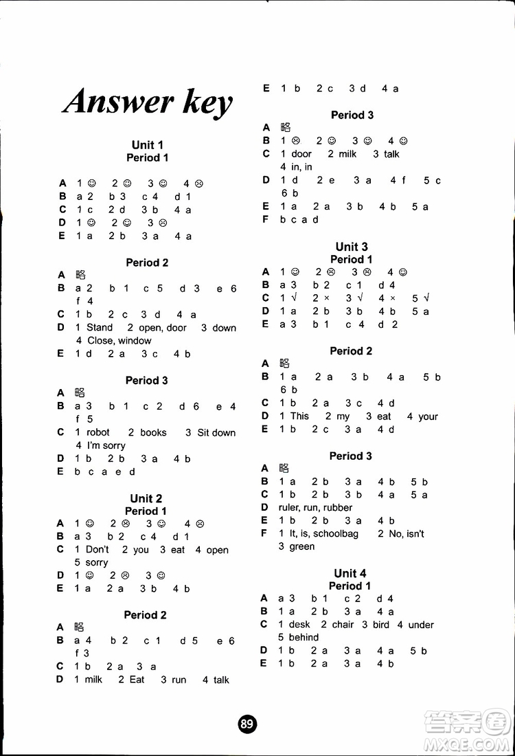 2019版小學(xué)英語課課練三年級下冊譯林版參考答案