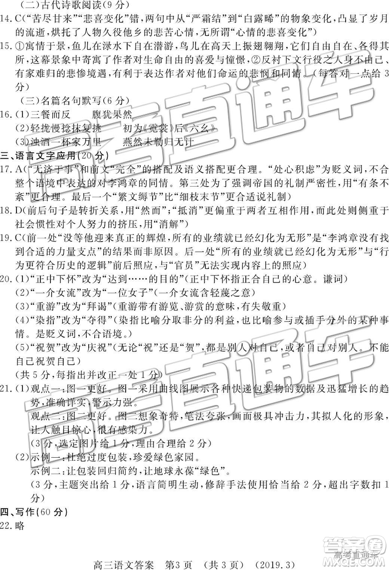 2019年3月許昌、洛陽高三第三次質(zhì)量檢測語文試題及參考答案