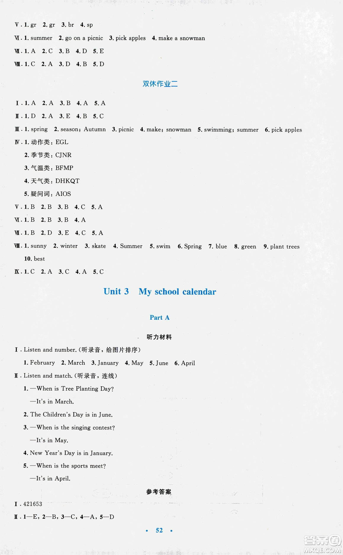 2019年小學(xué)同步測控優(yōu)化設(shè)計五年級英語下冊人教版增強版PEP答案