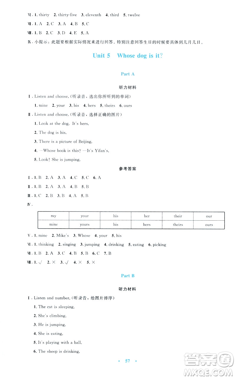 2019年小學(xué)同步測控優(yōu)化設(shè)計五年級英語下冊人教版增強版PEP答案