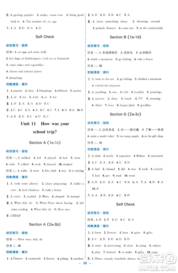 2019年七年級英語下冊人教版初中同步測控優(yōu)化設(shè)計答案