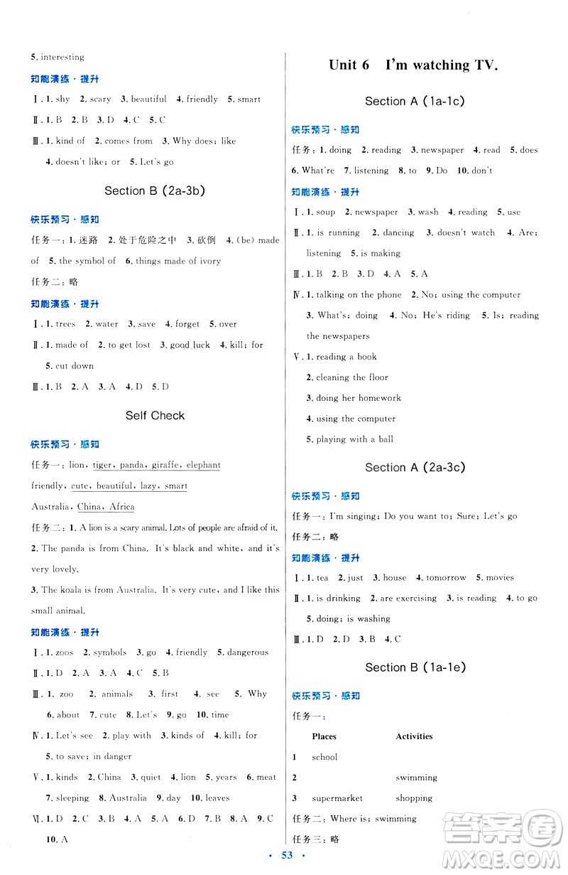 2019年七年級英語下冊人教版初中同步測控優(yōu)化設(shè)計答案