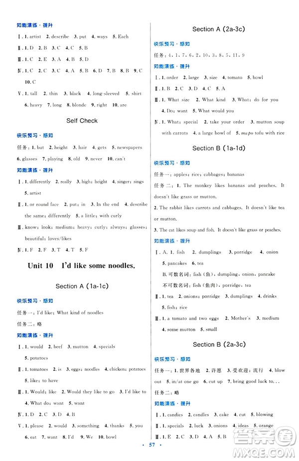 2019年七年級英語下冊人教版初中同步測控優(yōu)化設(shè)計答案