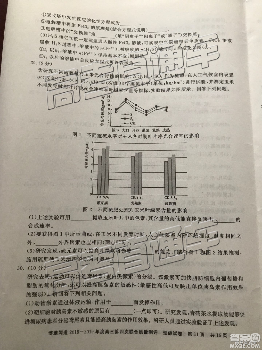 2019年博雅聞道衡水金卷高三第四輪聯(lián)合質(zhì)檢理綜試題及參考答案