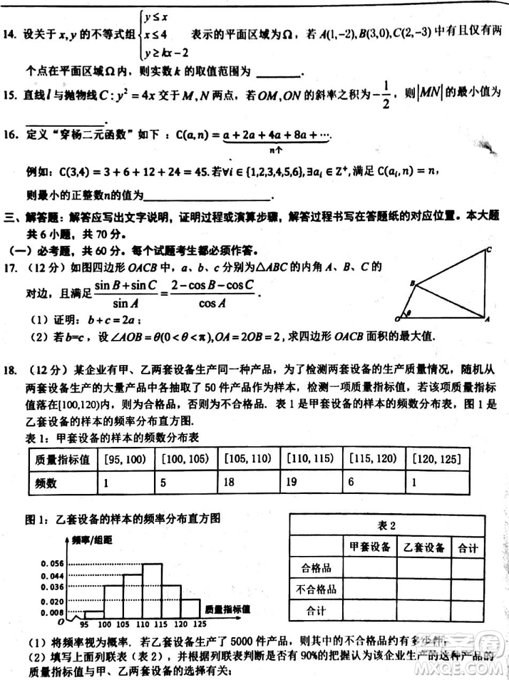 2019年湖南省三湘名校聯(lián)盟第三次大聯(lián)考數(shù)學(xué)文科試題及參考答案