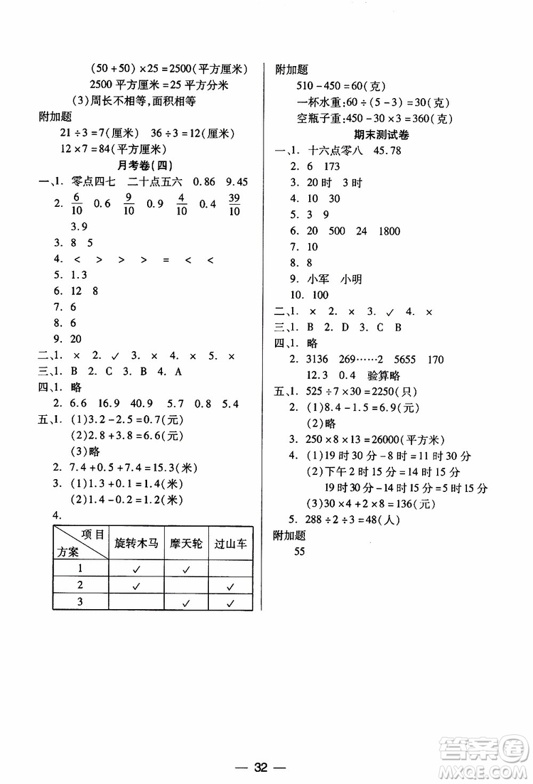 2019年小學(xué)三年級(jí)下冊(cè)數(shù)學(xué)新課標(biāo)兩導(dǎo)兩練高效學(xué)案人教版參考答案