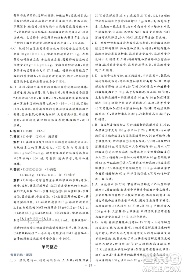 2019初中同步測控優(yōu)化設(shè)計九年級化學(xué)下冊人教版參考答案