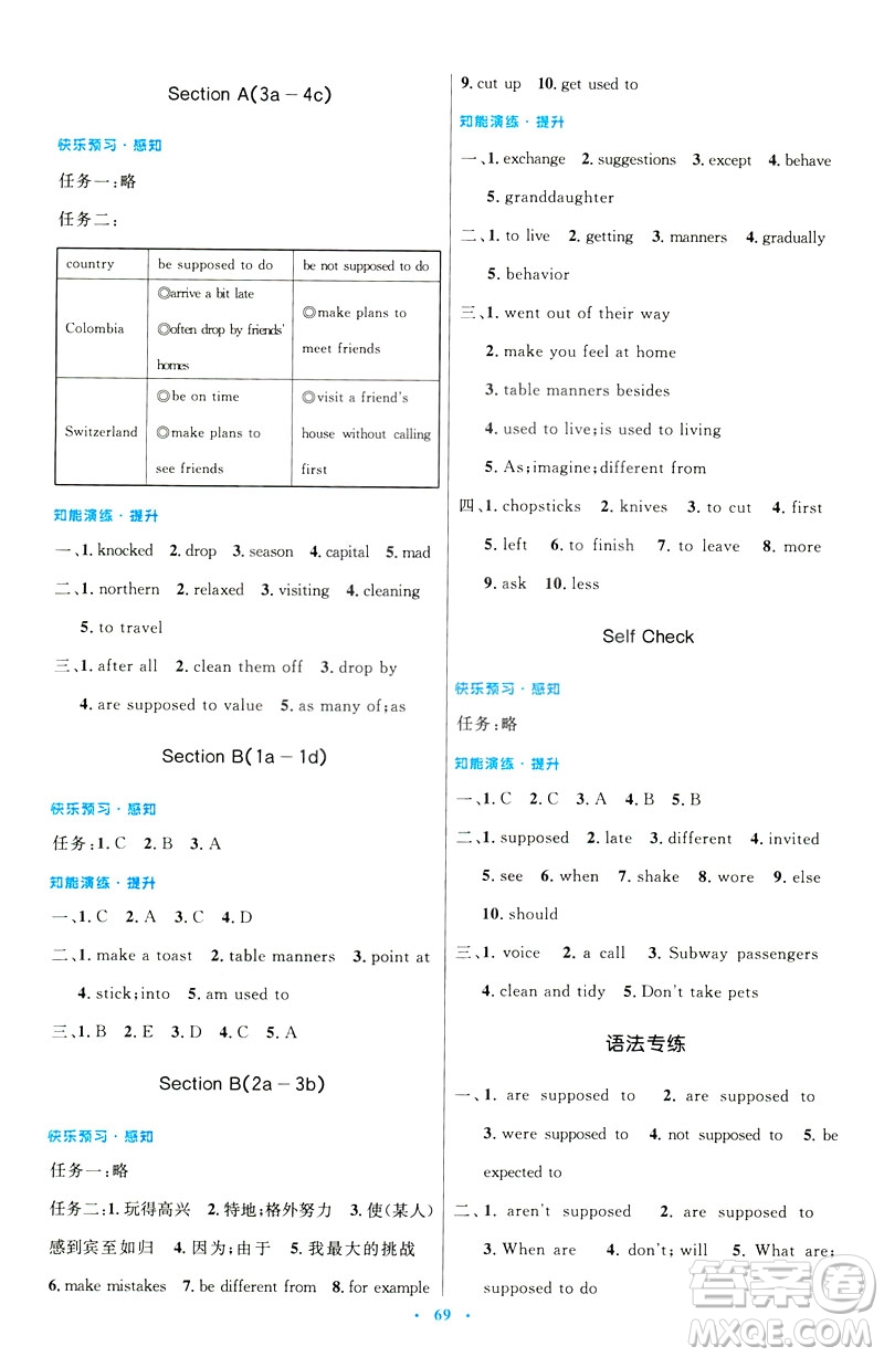 2019年初中同步測控優(yōu)化設(shè)計九年級全一冊英語參考答案