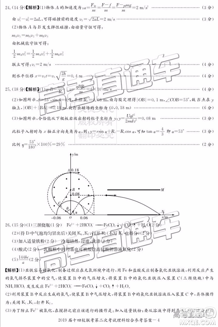 2019年湘贛十四校第二次聯(lián)考理科綜合試題及參考答案