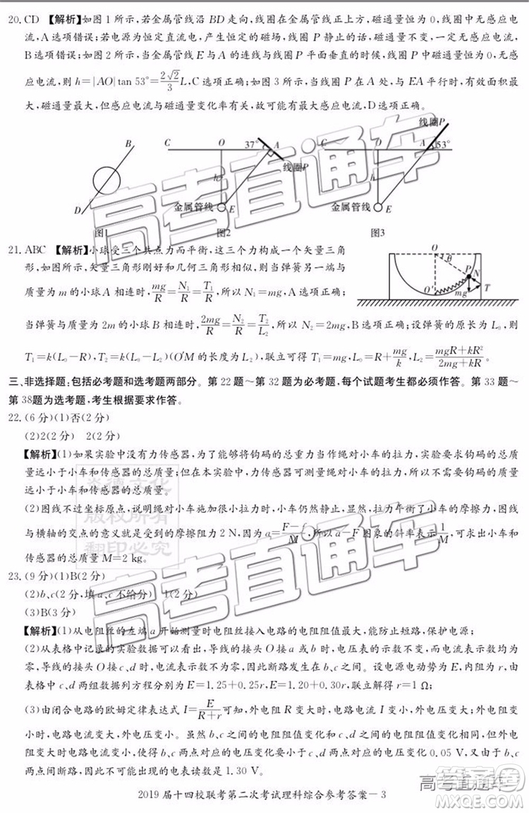 2019年湘贛十四校第二次聯(lián)考理科綜合試題及參考答案