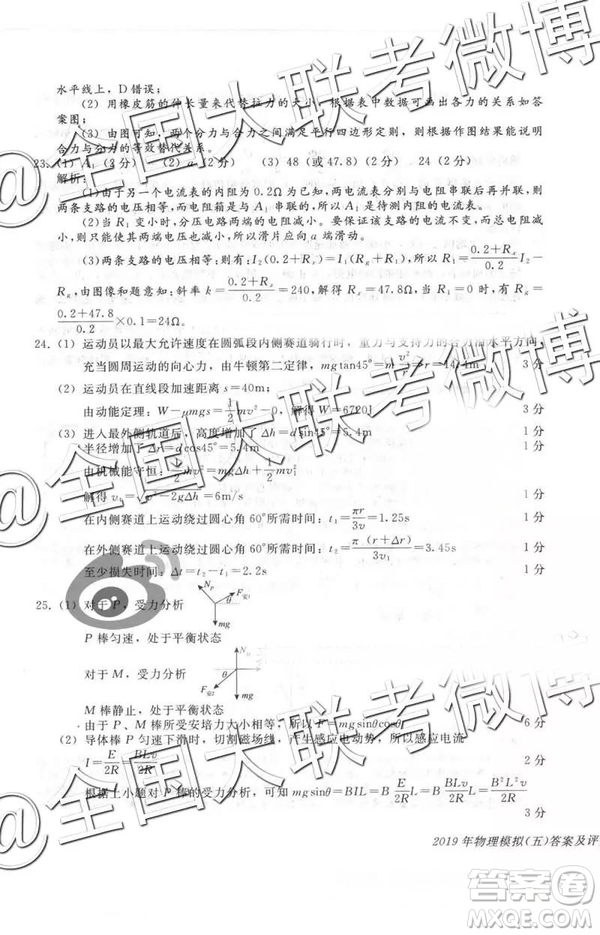 2019年普通高等學(xué)校招生全國(guó)統(tǒng)一模擬考試五文理綜參考答案