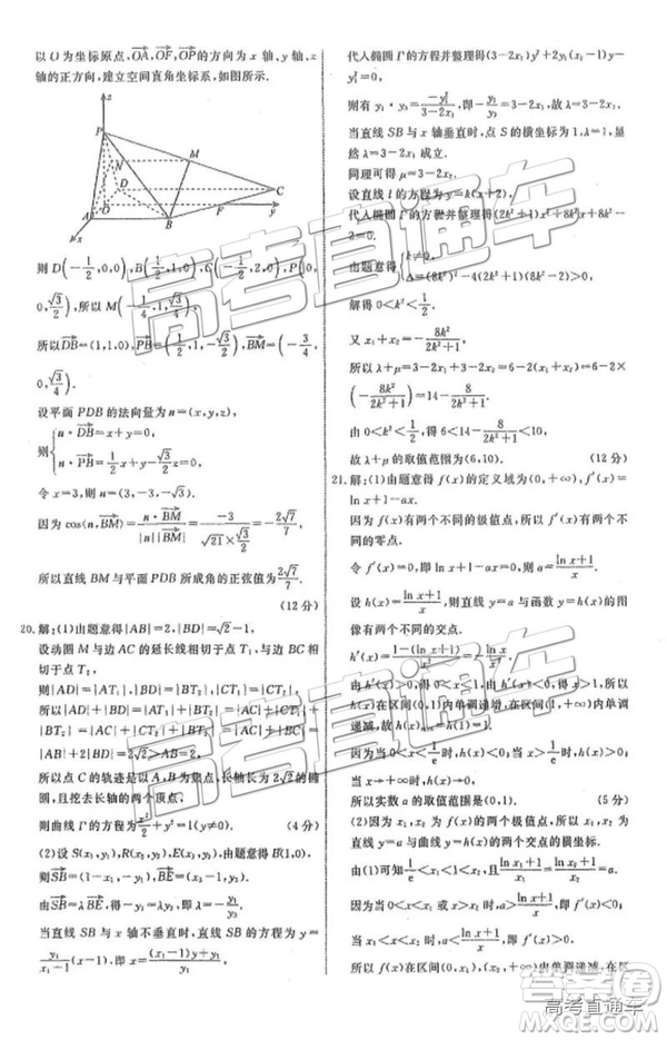 河北衡水中學(xué)2019屆高三下學(xué)期一調(diào)考試文數(shù)理數(shù)試題及答案