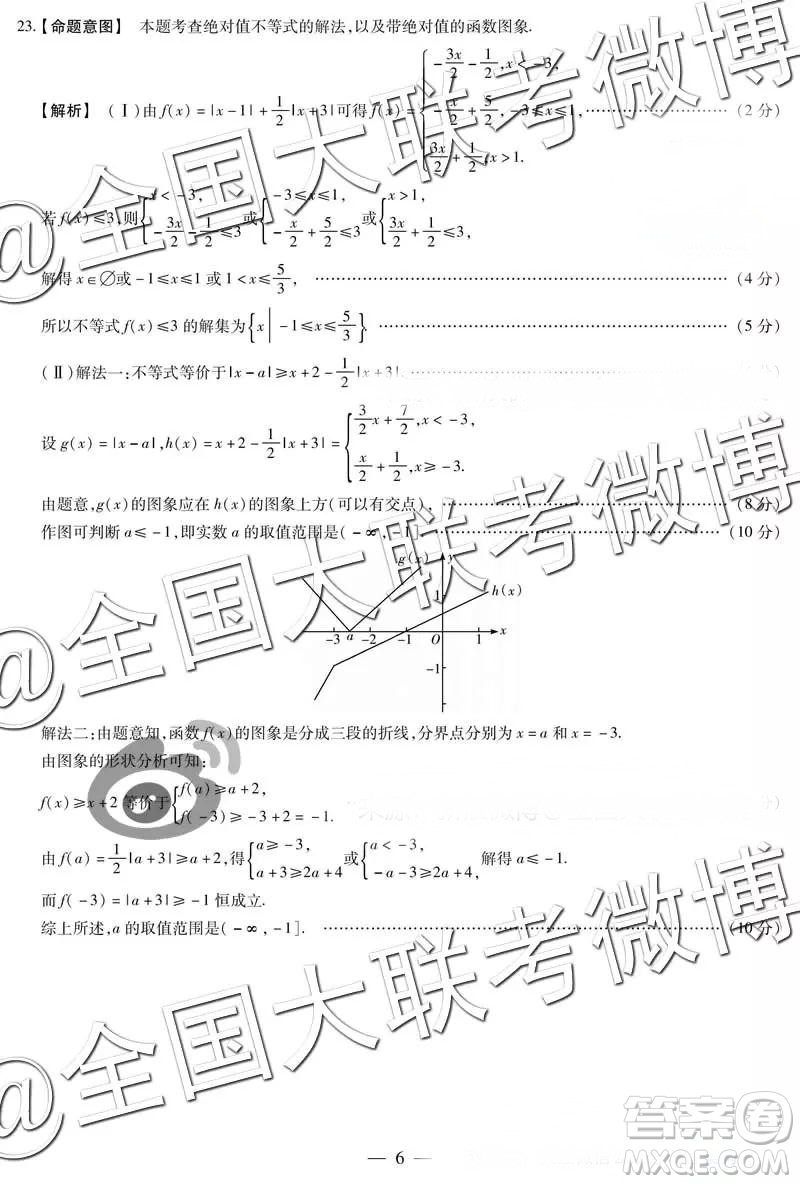 2019年4月天一大聯(lián)考高三第五次聯(lián)考文理數(shù)參考答案