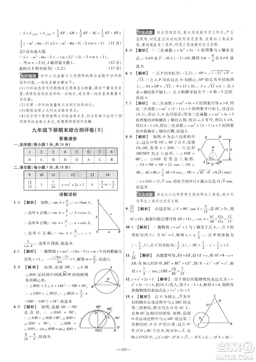 天星教育2019金考卷活頁題選九年級下數(shù)學人教RJ名師名題單元雙測卷答案