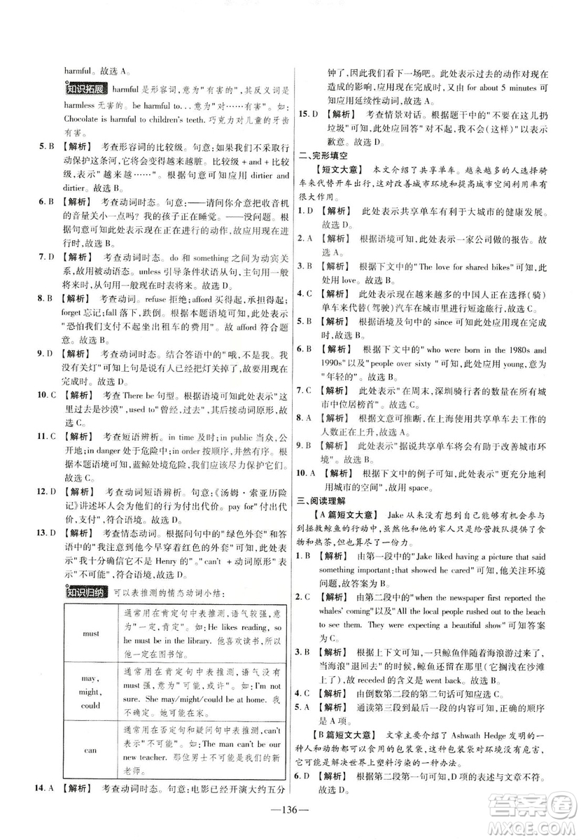 天星教育2019金考卷活頁題選九年級下英語人教RJ名師名題單元雙測卷答案