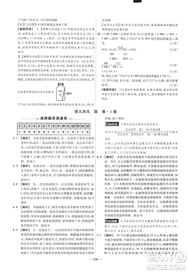 2019版人教版金考卷活頁題選九年級下化學RJ名師名題單元雙測卷答案