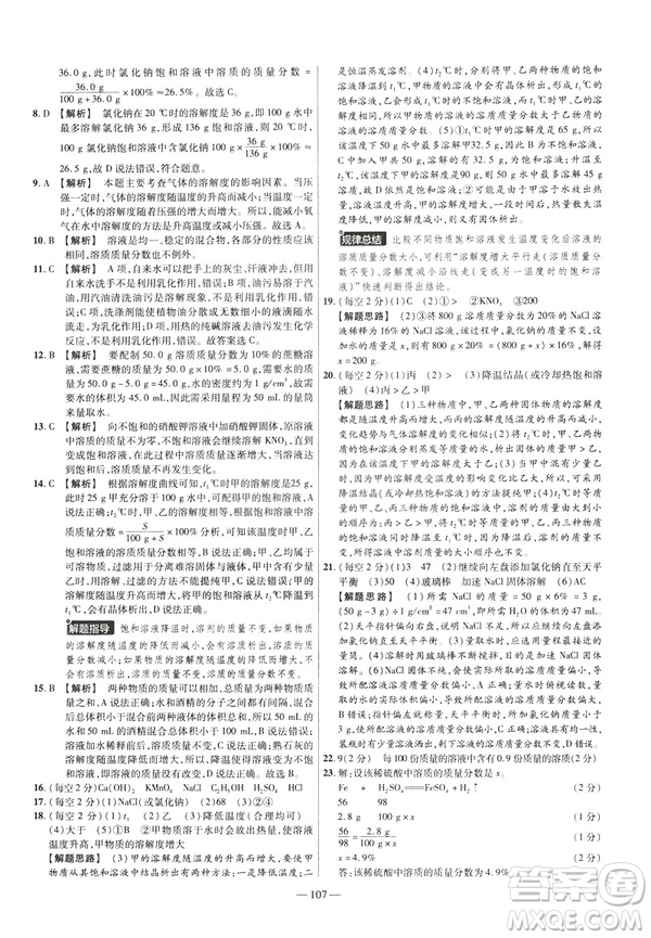 2019版人教版金考卷活頁題選九年級下化學RJ名師名題單元雙測卷答案