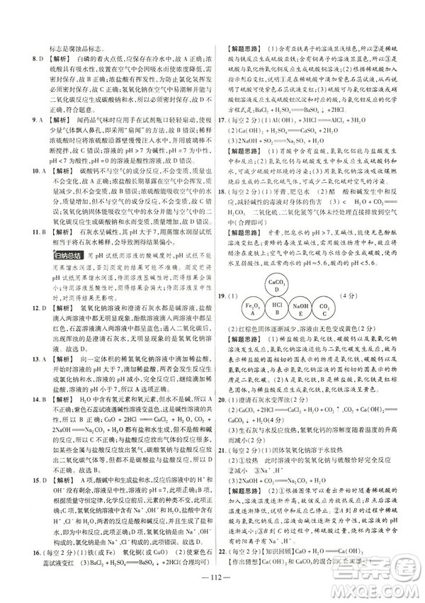 2019版人教版金考卷活頁題選九年級下化學RJ名師名題單元雙測卷答案