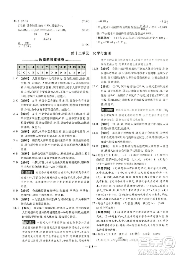 2019版人教版金考卷活頁題選九年級下化學RJ名師名題單元雙測卷答案