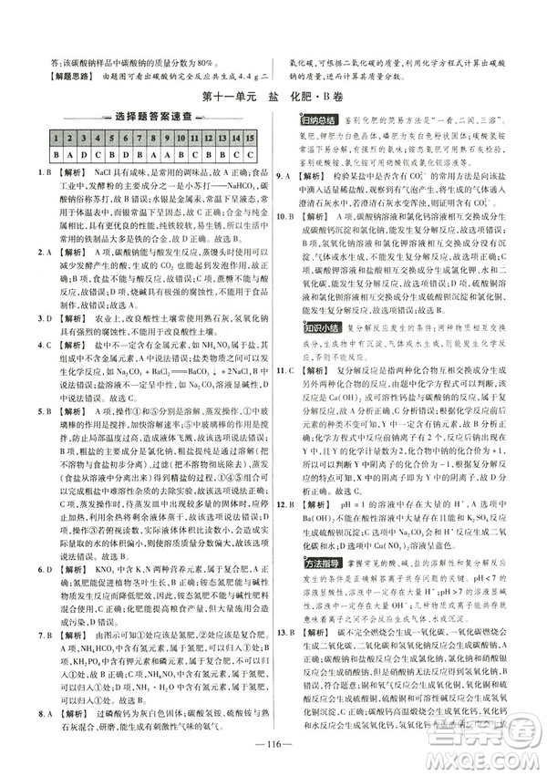 2019版人教版金考卷活頁題選九年級下化學RJ名師名題單元雙測卷答案