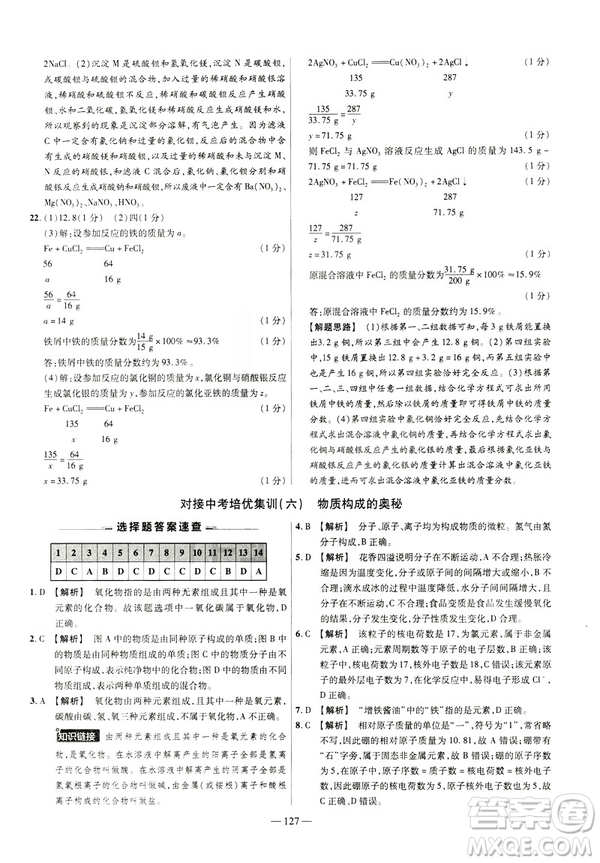 2019版人教版金考卷活頁題選九年級下化學RJ名師名題單元雙測卷答案