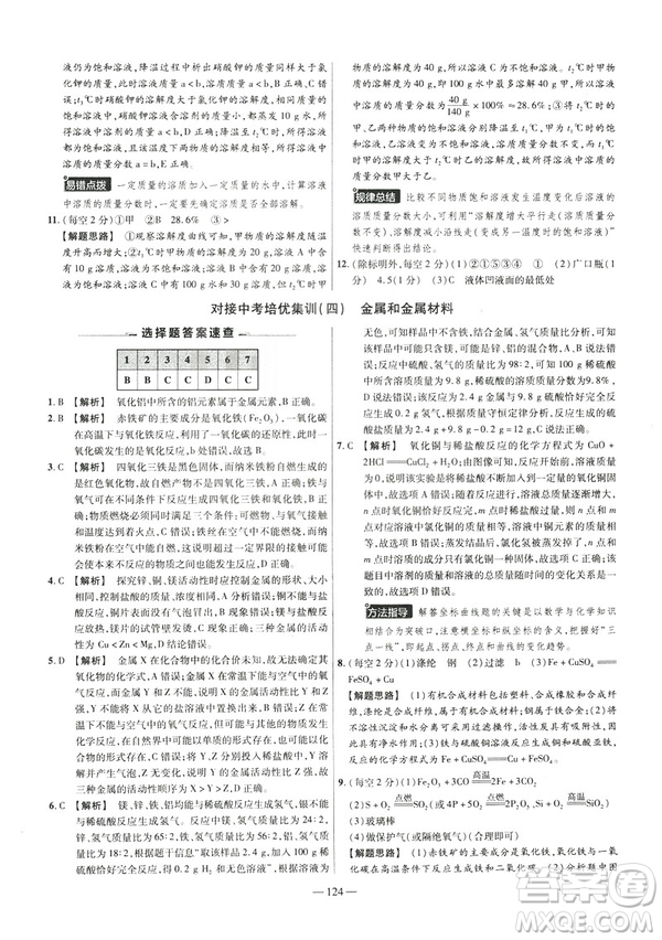 2019版人教版金考卷活頁題選九年級下化學RJ名師名題單元雙測卷答案