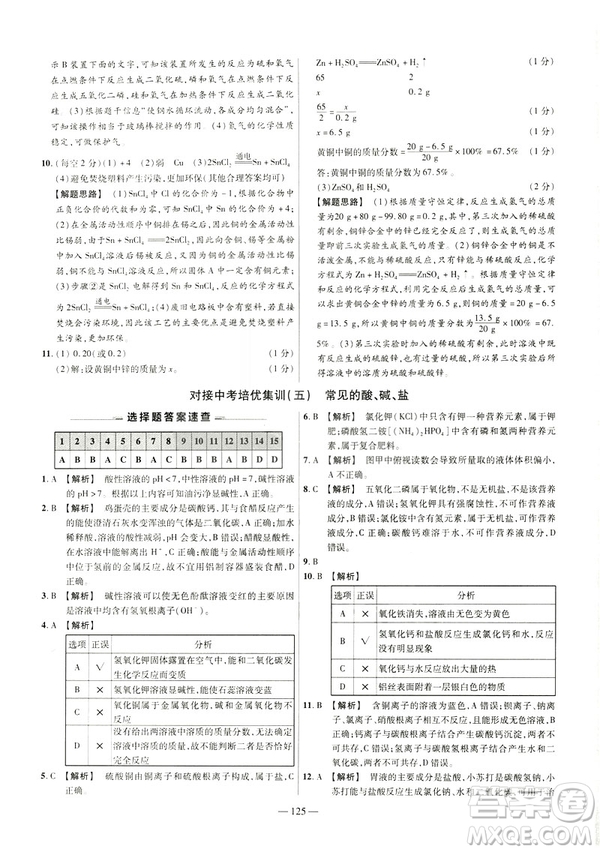 2019版人教版金考卷活頁題選九年級下化學RJ名師名題單元雙測卷答案