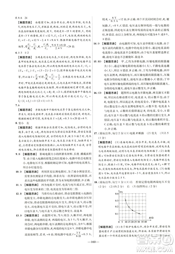 2019版人教版金考卷活頁題選九年級(jí)全一冊(cè)物理RJ名師名題單元雙測(cè)卷答案