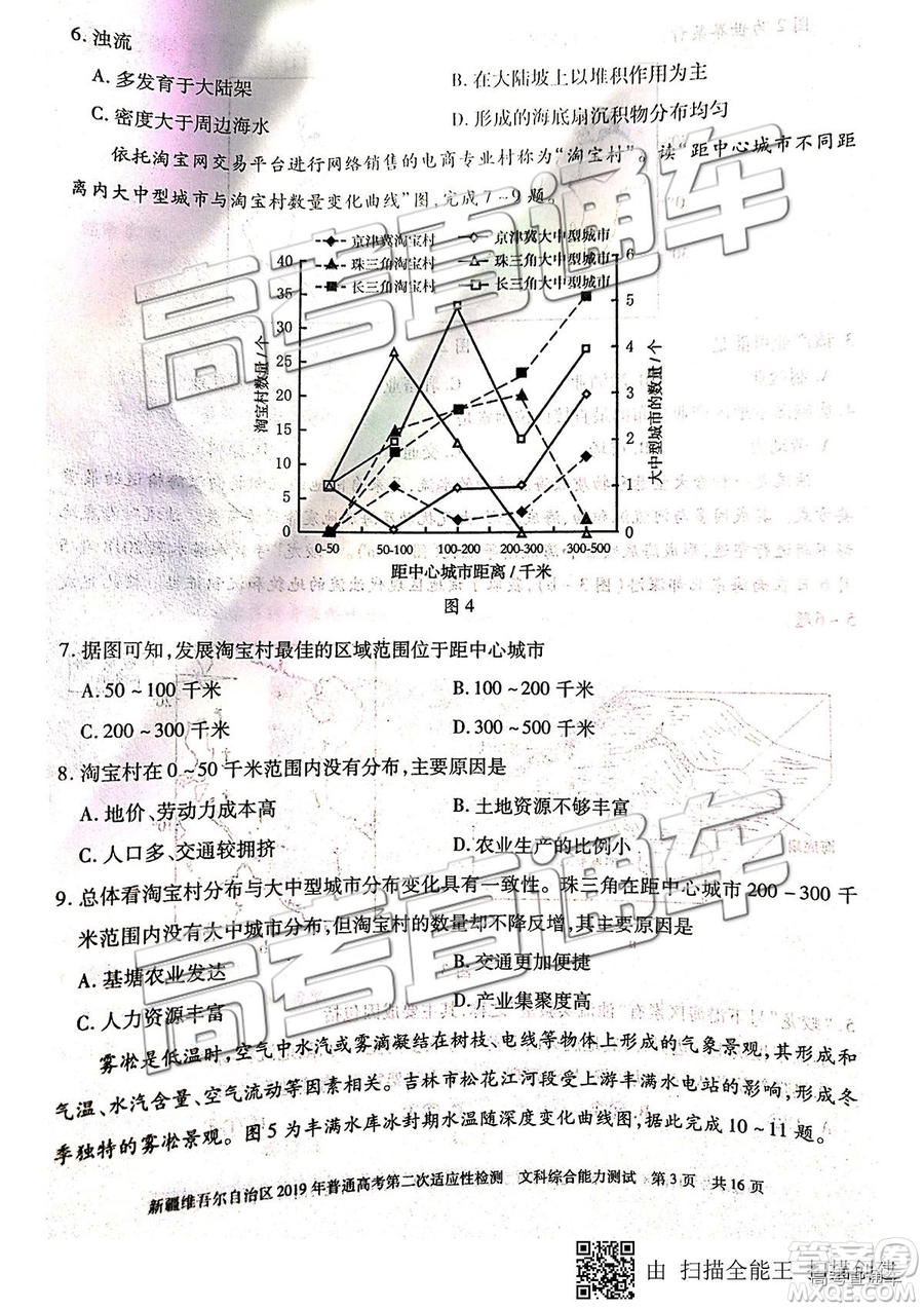 2019年新疆維吾爾自治區(qū)第二次適應(yīng)性檢測(cè)文綜理綜試題及參考答案