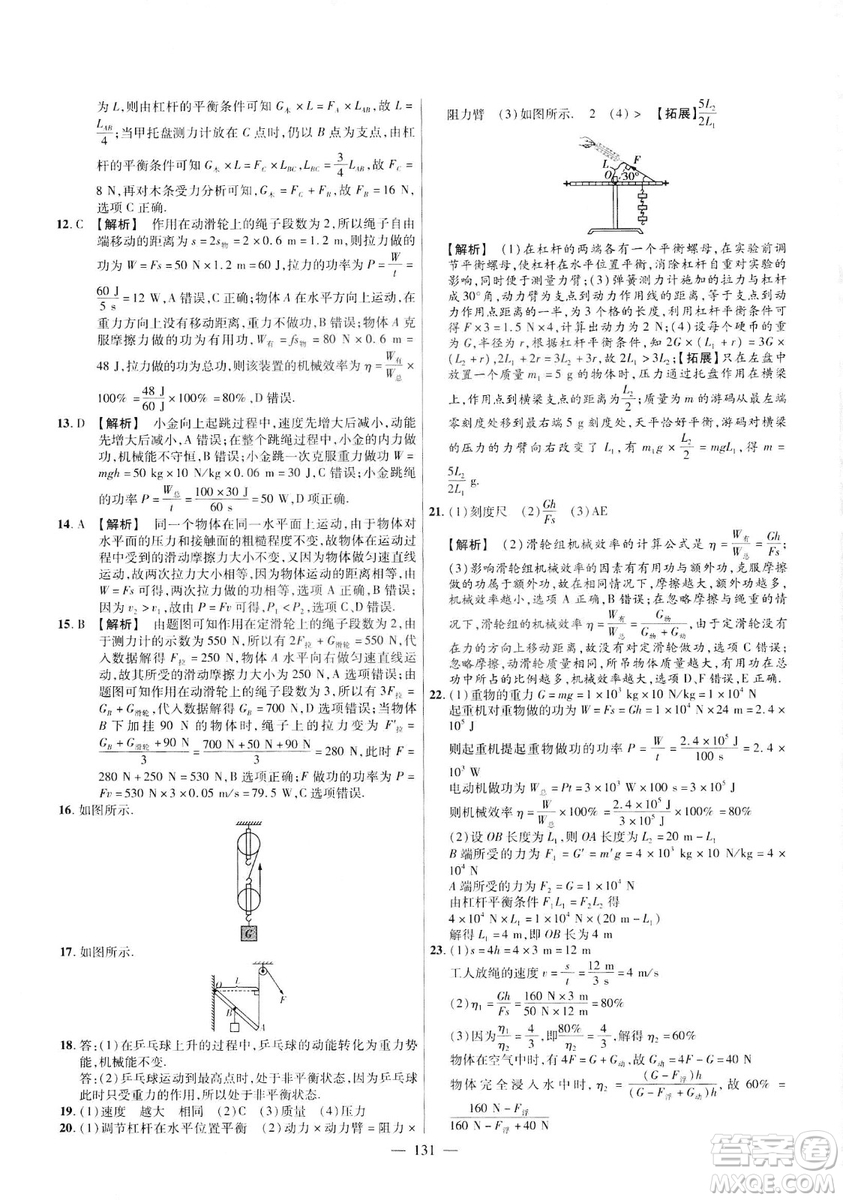 金考卷2019版人教版活頁(yè)題選八年級(jí)下物理RJ名師名題單元雙測(cè)卷答案