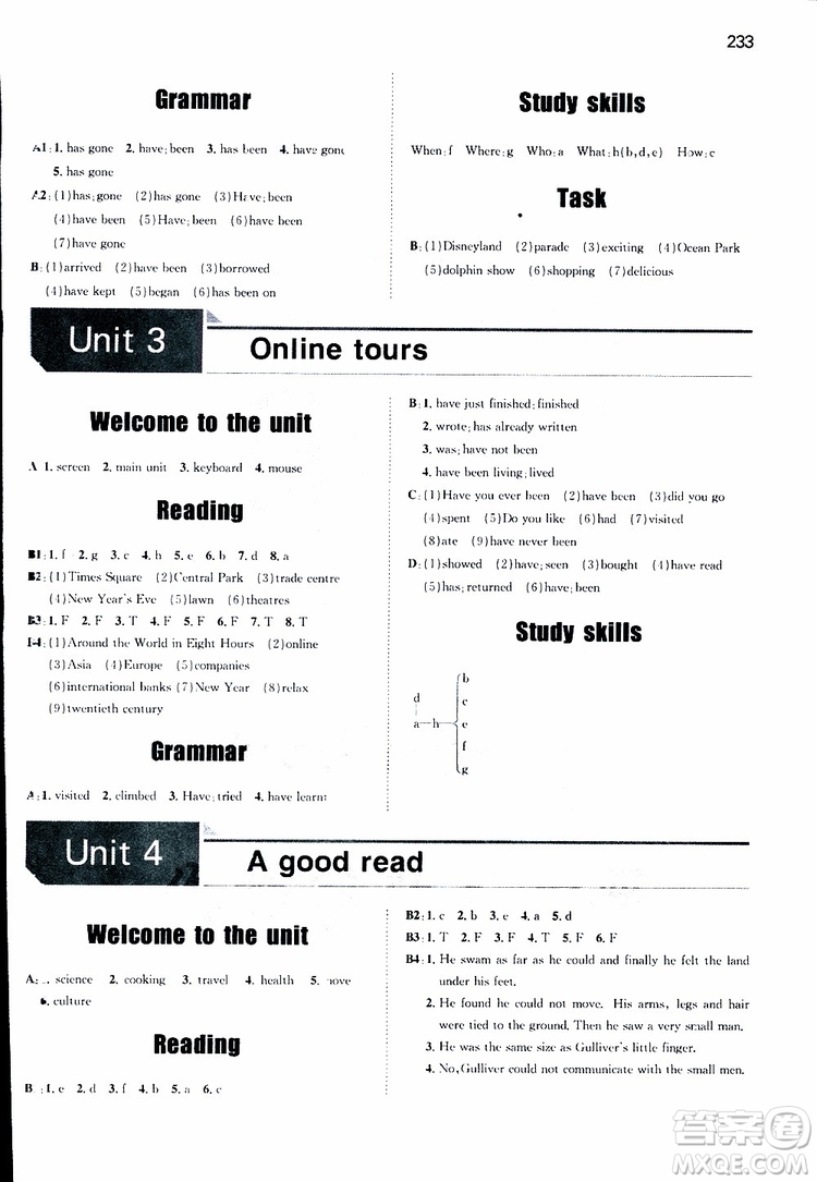 2019版一本初中英語八年級同步訓(xùn)練下冊人教版9787553963372參考答案