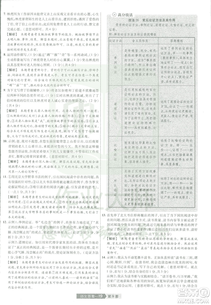 天星中考2019年河南中考45套卷金考卷特快專遞語文參考答案