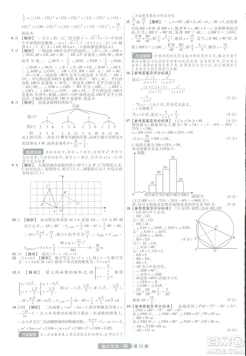 天星教育2019年中考用金考卷特快專遞河南中考45套數(shù)學(xué)答案