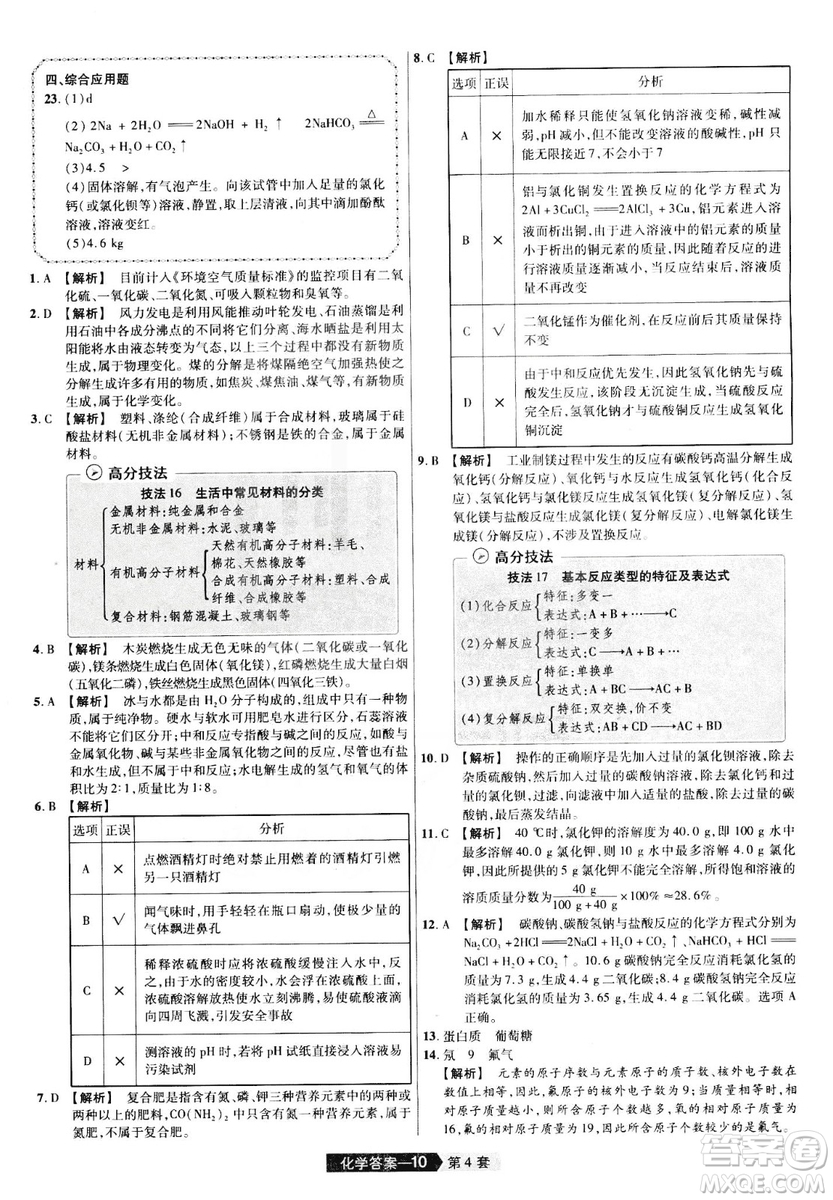 天星文化2019年河南中考45套卷金考卷特快專遞化學參考答案