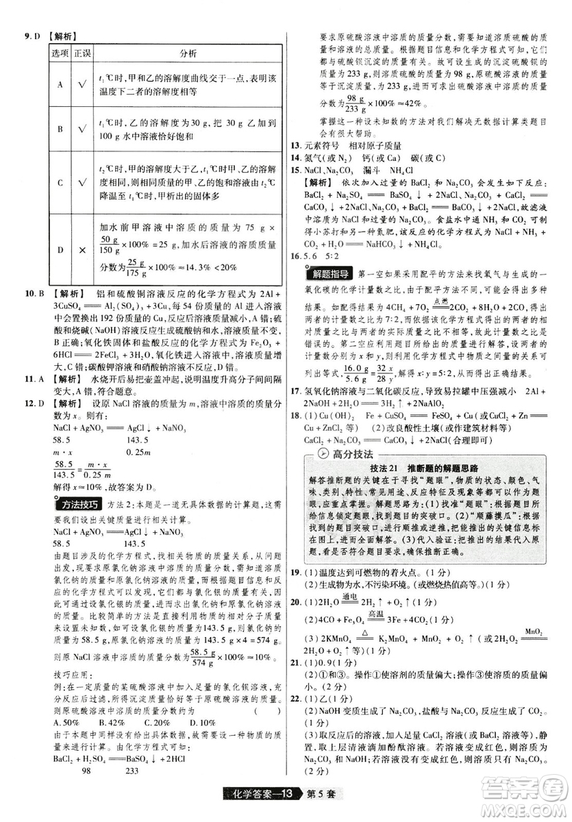 天星文化2019年河南中考45套卷金考卷特快專遞化學參考答案