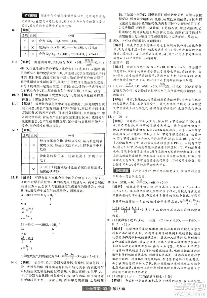 天星文化2019年河南中考45套卷金考卷特快專遞化學參考答案