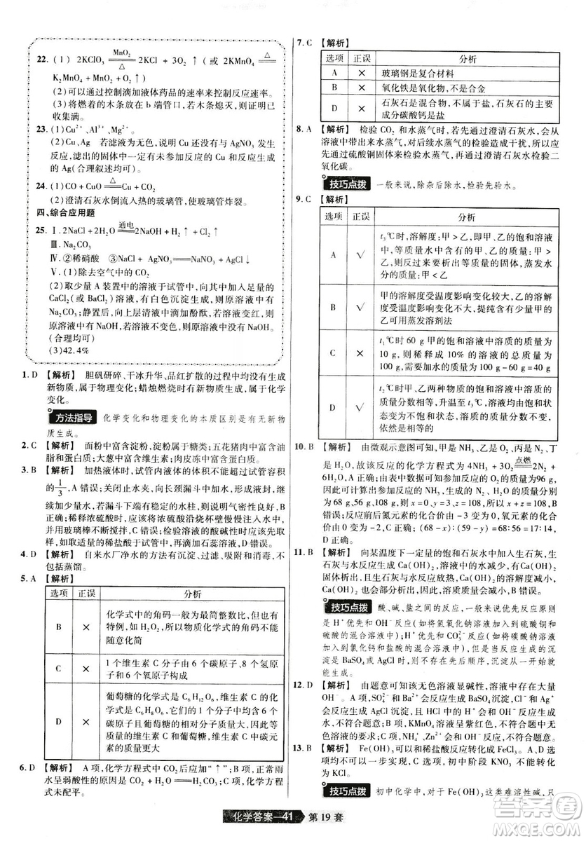 天星文化2019年河南中考45套卷金考卷特快專遞化學參考答案